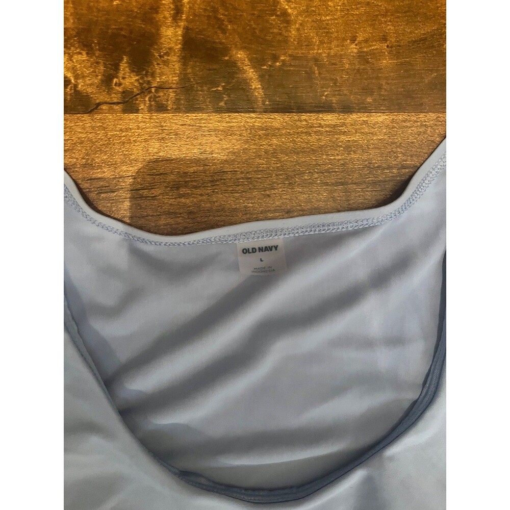 NWOT Old Navy Rash Guard Cropped Swim Top Long Sleeved Large in Blue Overall - Picture 3 of 4